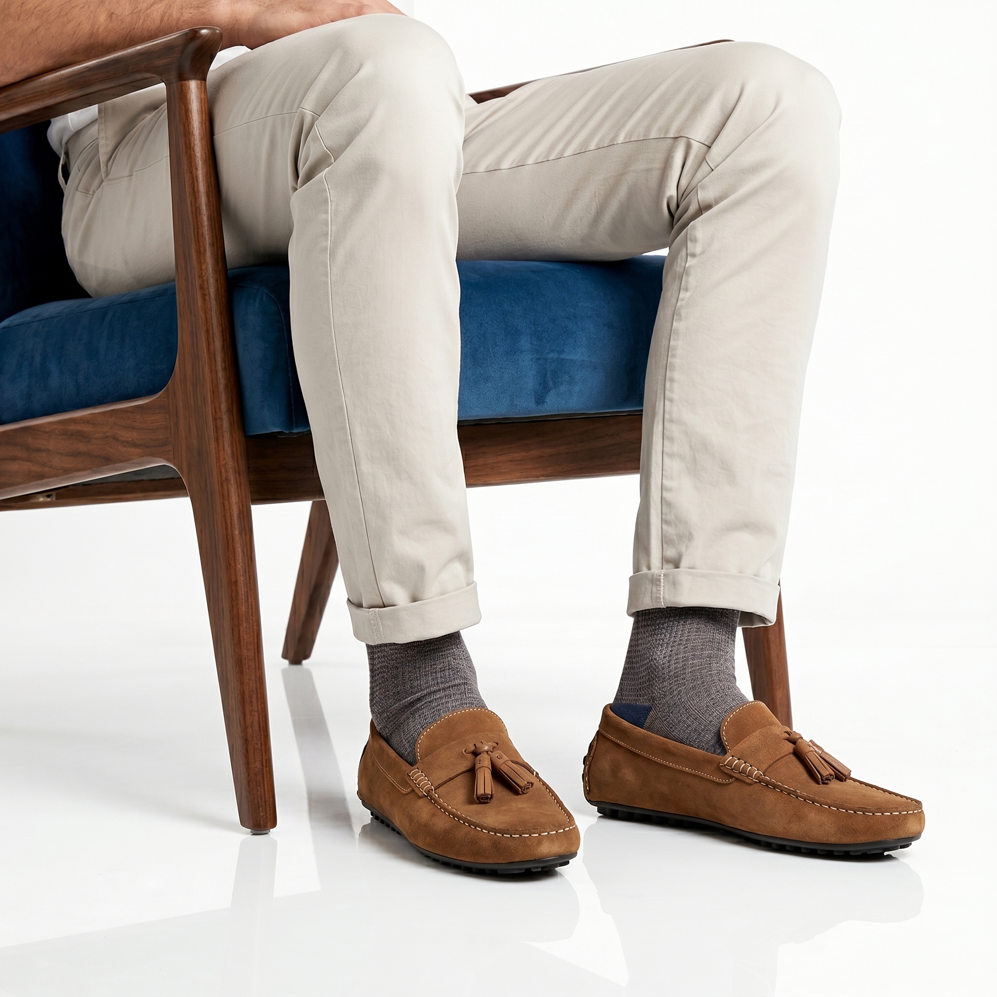 HC-202-DAIMBeige Davy – Mocassins hommes en daim Beige – Image 1