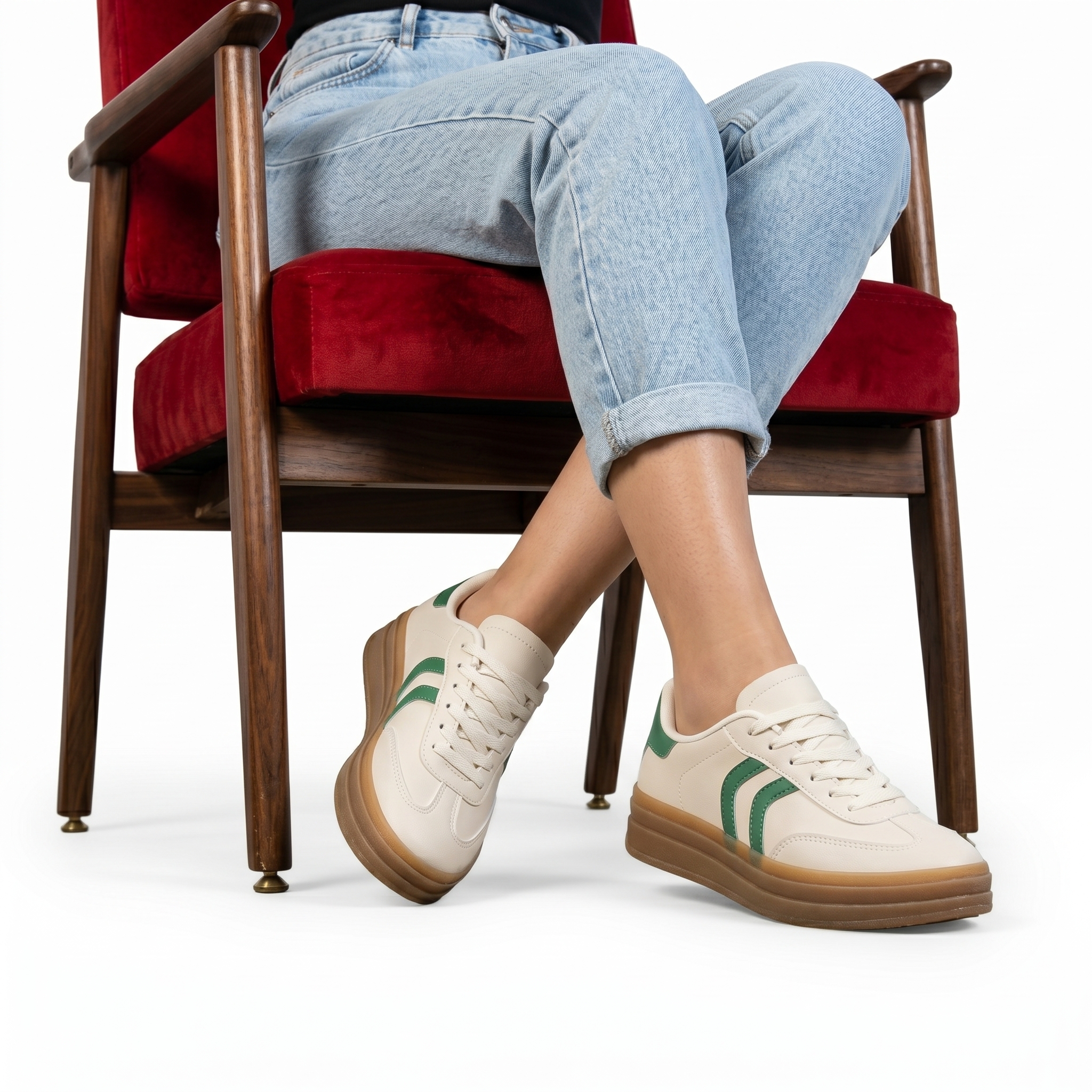 HK-2202-MAVert-37_2 Rayana - Baskets à plateforme en Vert – Image 1