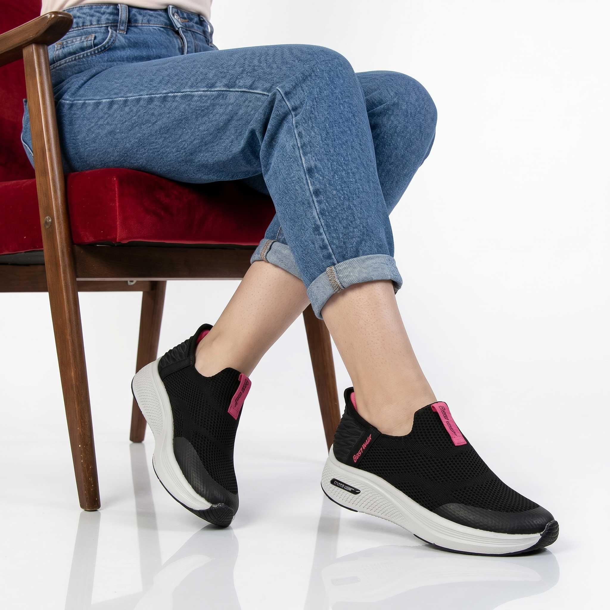 KA-2440-TENoir-37_2 Airy – Baskets Femmes Confartables en Noir – Image 1