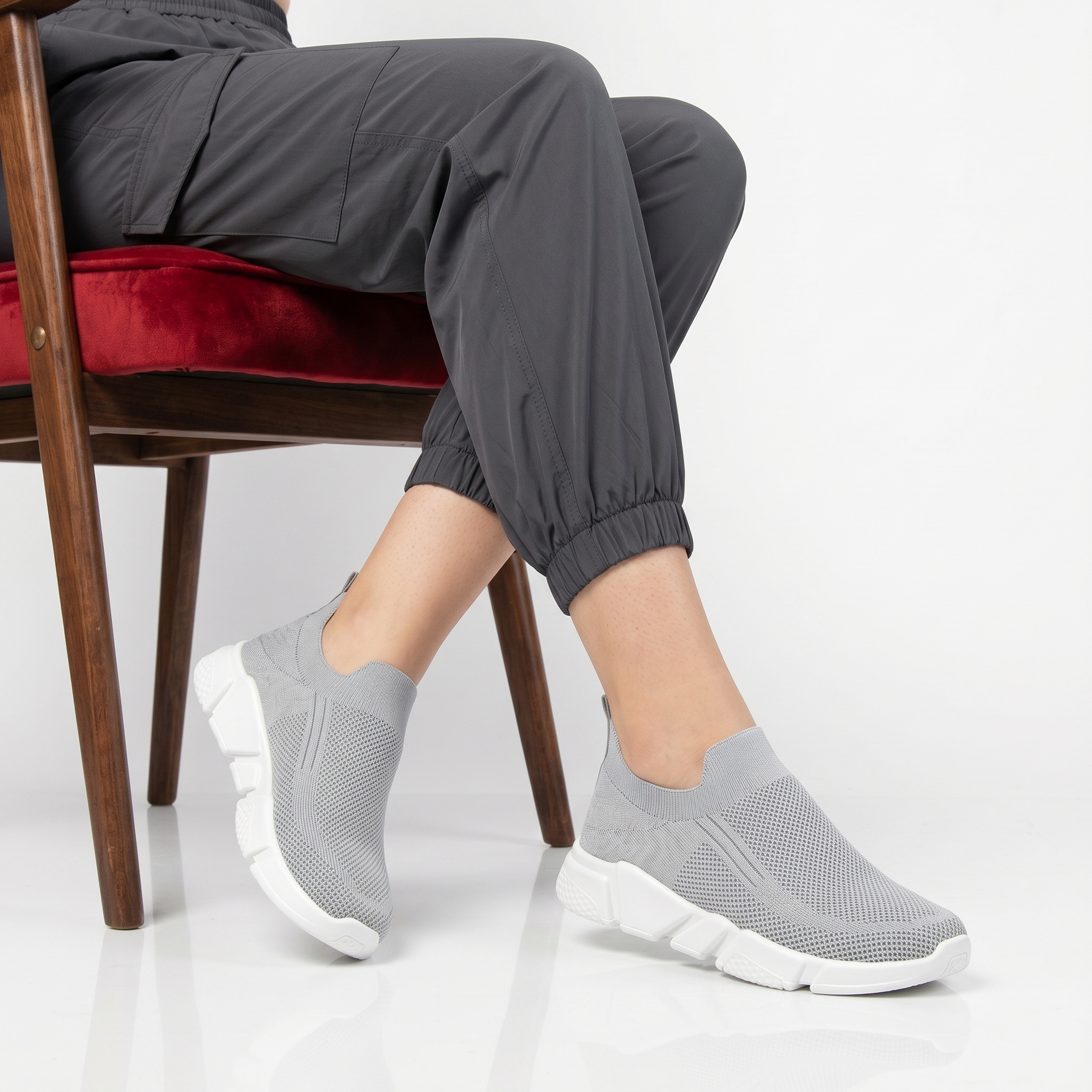 NN-111-TEGris-1 Breeze - Baskets Confort respirantes en Gris – Image 1
