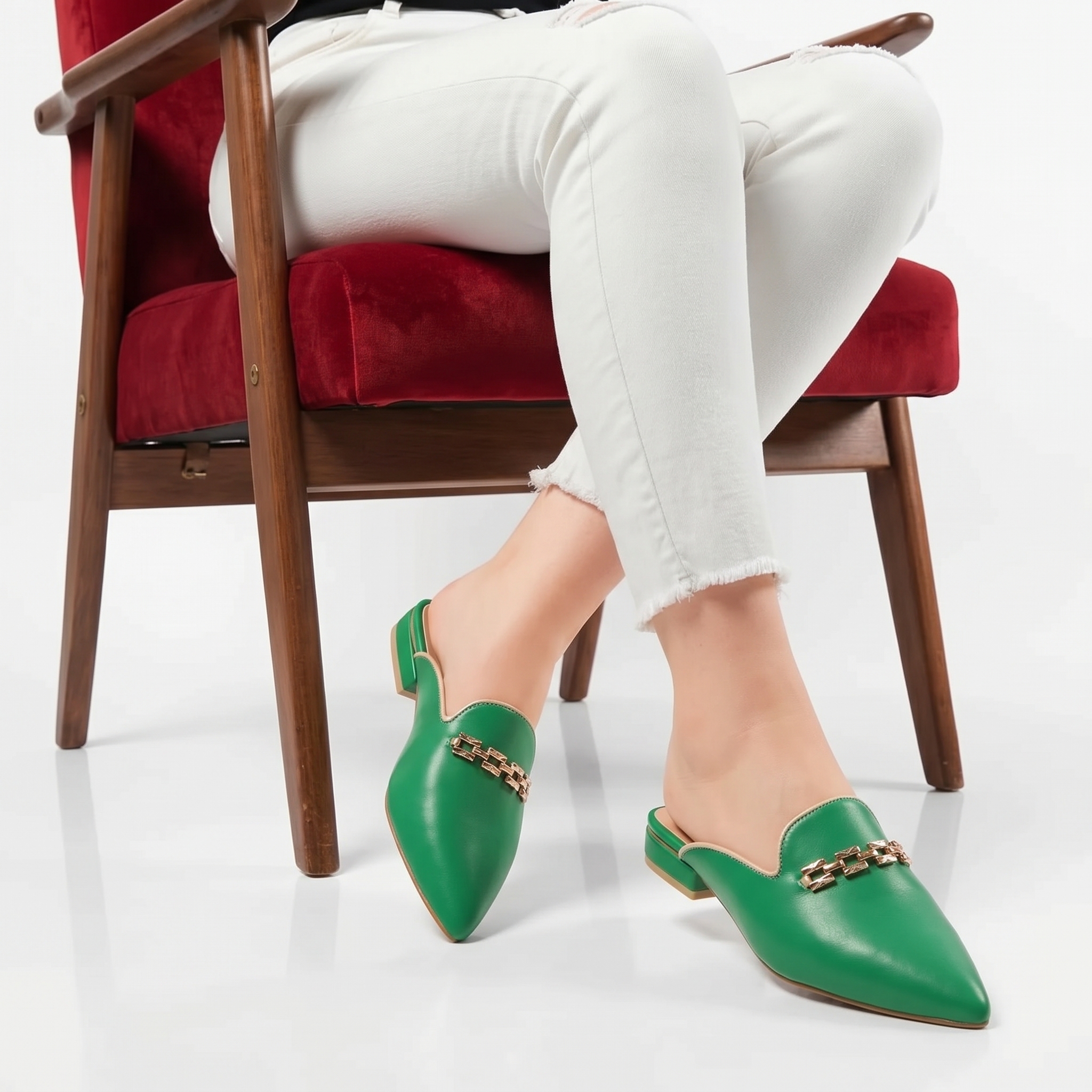 OJ-96-MAVert-38_1 ANJA – Mules Femmes en Vert – Image 1