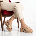 Java – Sandales compensées en Kaki
