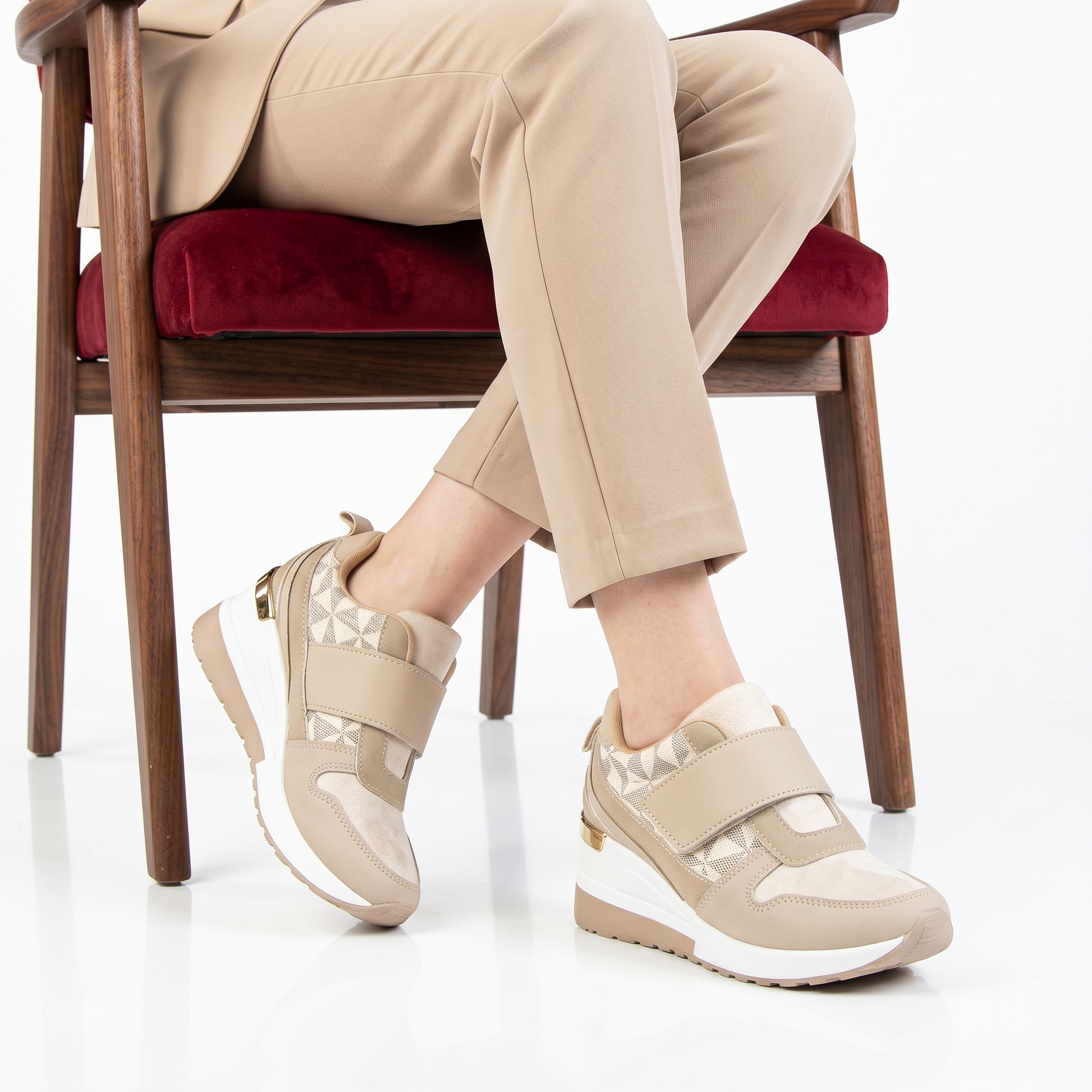 S19-38-MAKaki-2 Elva – Baskets compensées en Kaki – Image 1