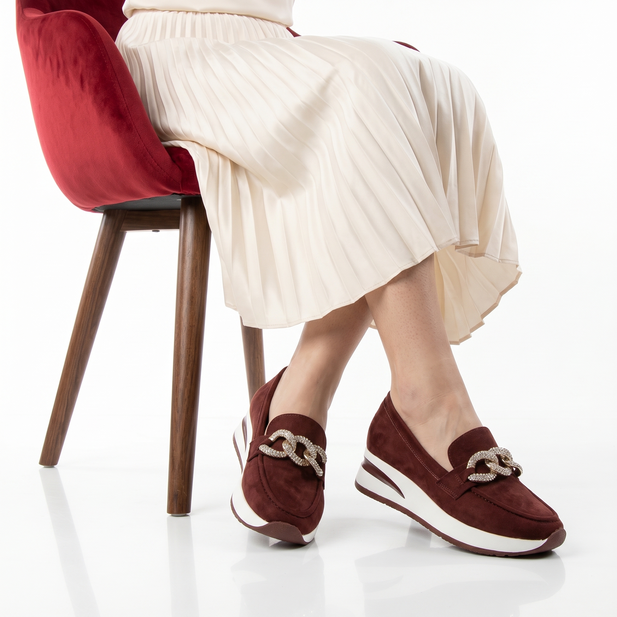 S19-8079-FDGrenat-38_1 Bambou - Mocassins confortable en Grenat – Image 1