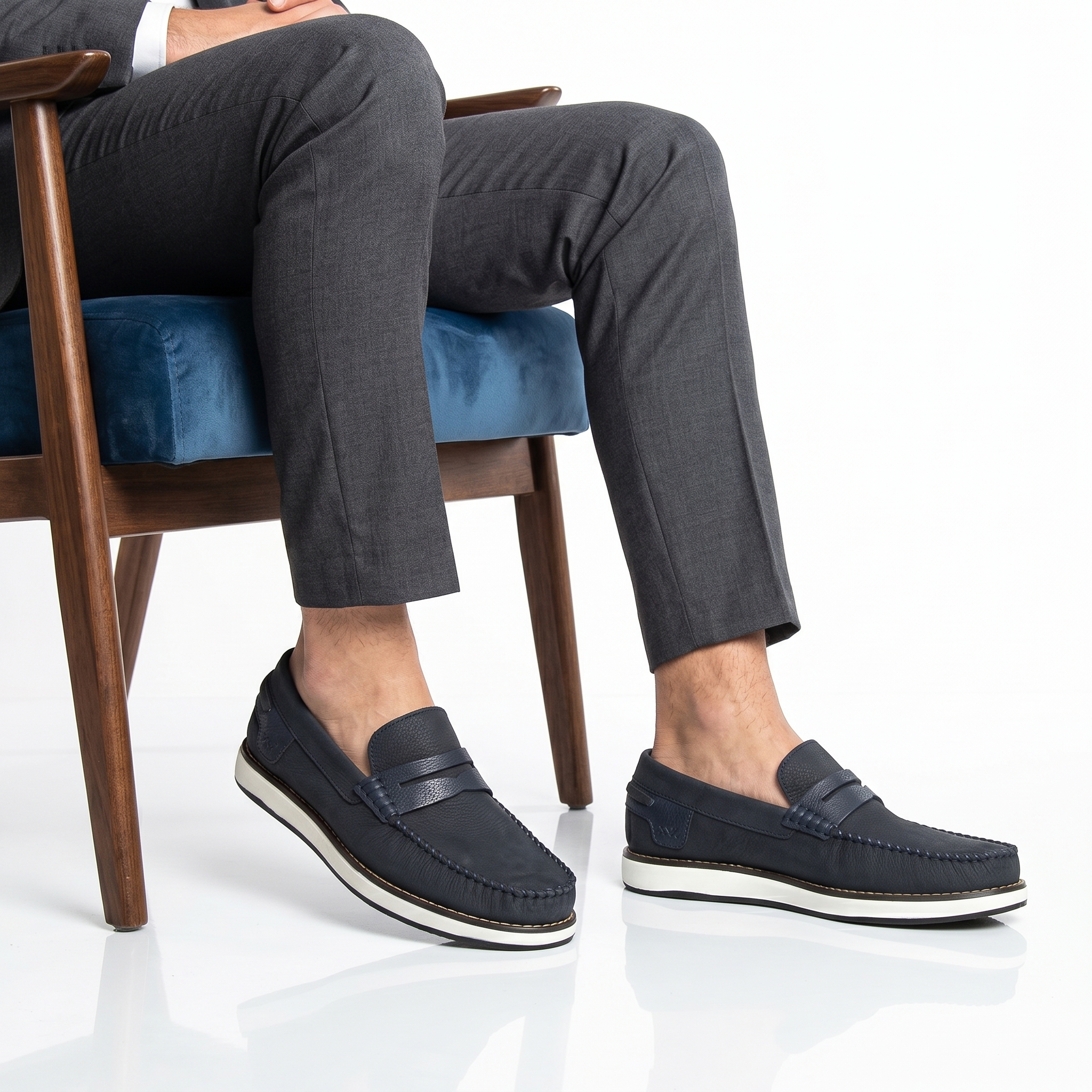 TA-060-NUBleu-40_1 MAJD - Mocassins 100 % Daim Bleu – Image 1