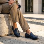 COLLEGE – Mocassins hommes 100% CUIR en Bleu Marine