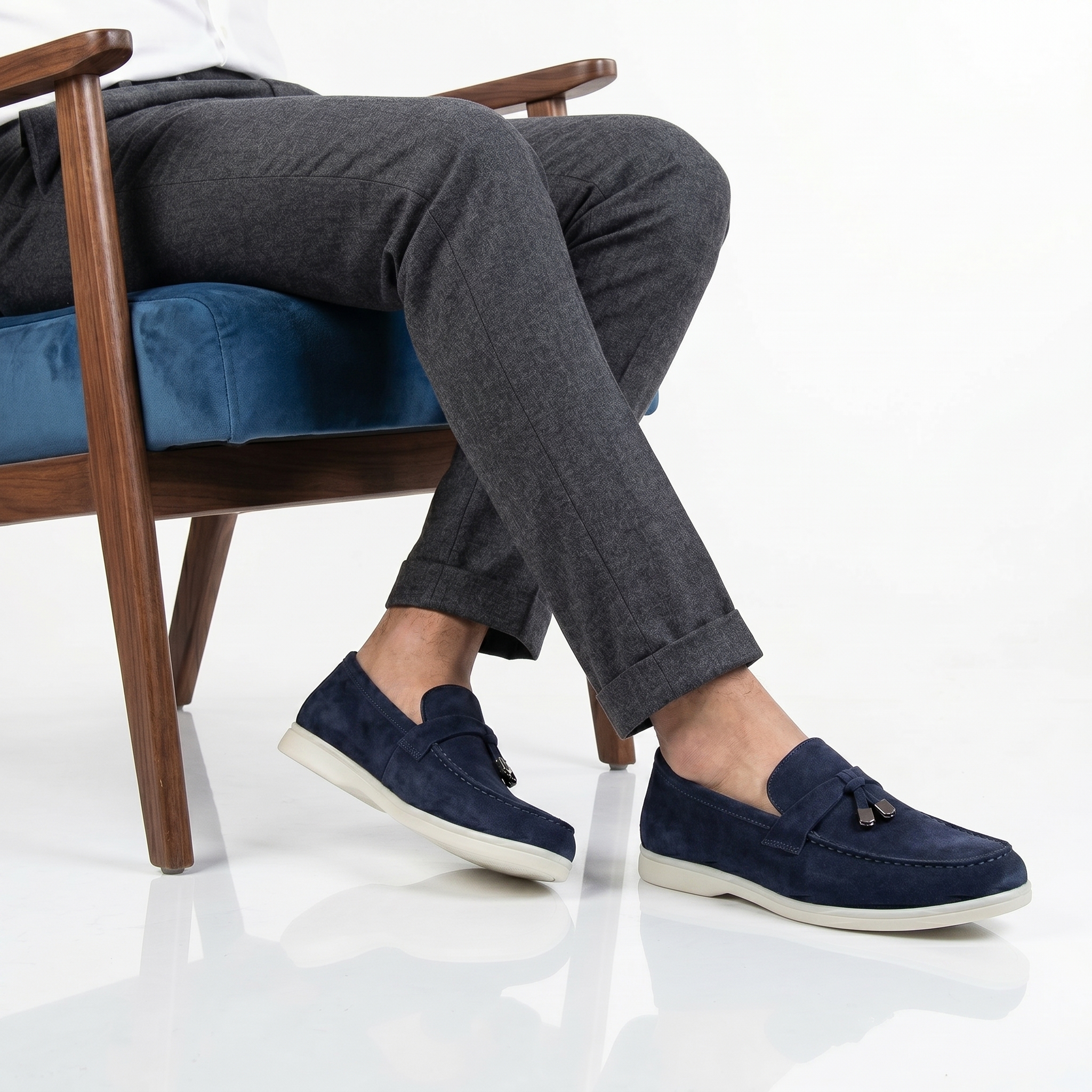 TA-9041-DAIMBleu-40_1 OPERA - Mocassins 100 % Daim bleu – Image 1