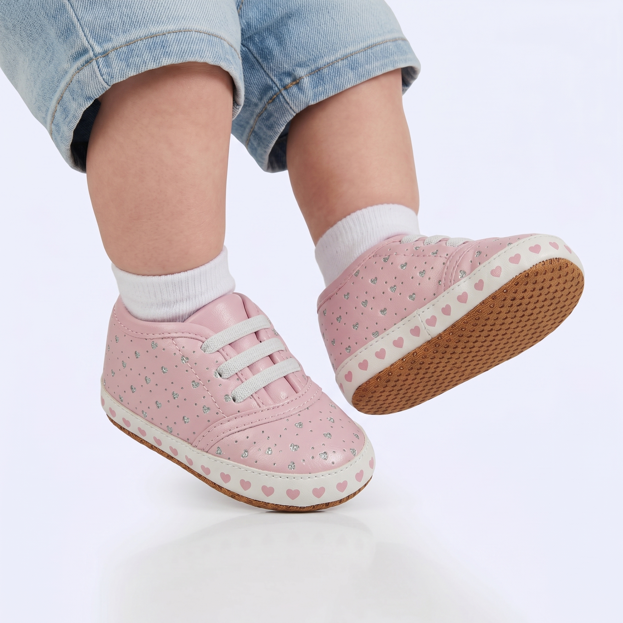 TE-001-TERose-12-89 Iyad – Chaussures Bébé en Rose – Image 1