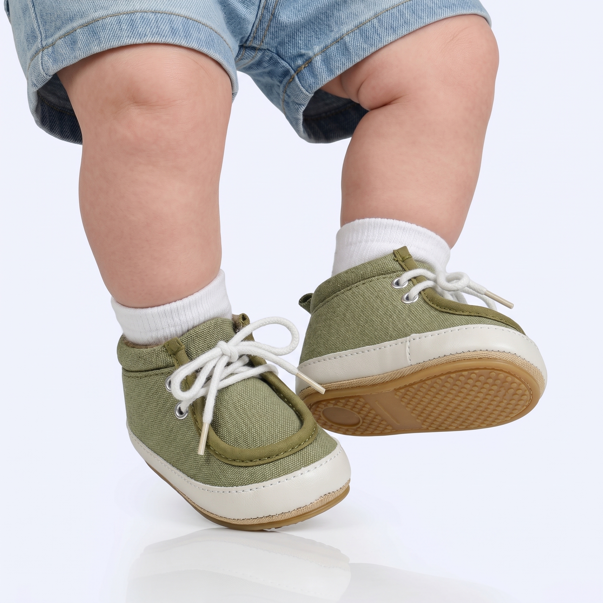 TE-002-FDBleu-12-83 Jad – Chaussures Bébé en Vert – Image 1
