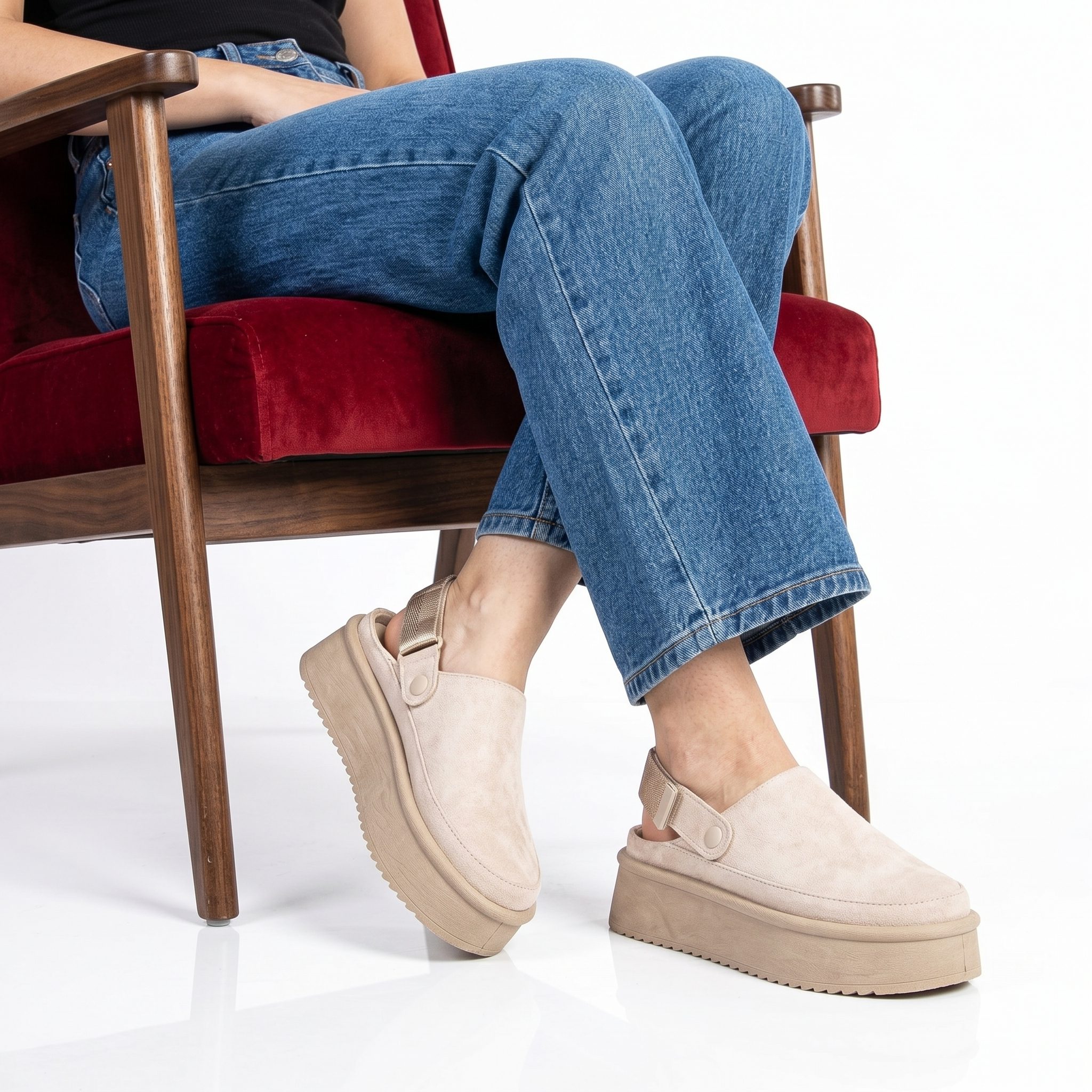 TE-17-FDBeige-38_1 Fleecy – Chaussons à plateforme en Beige – Image 1