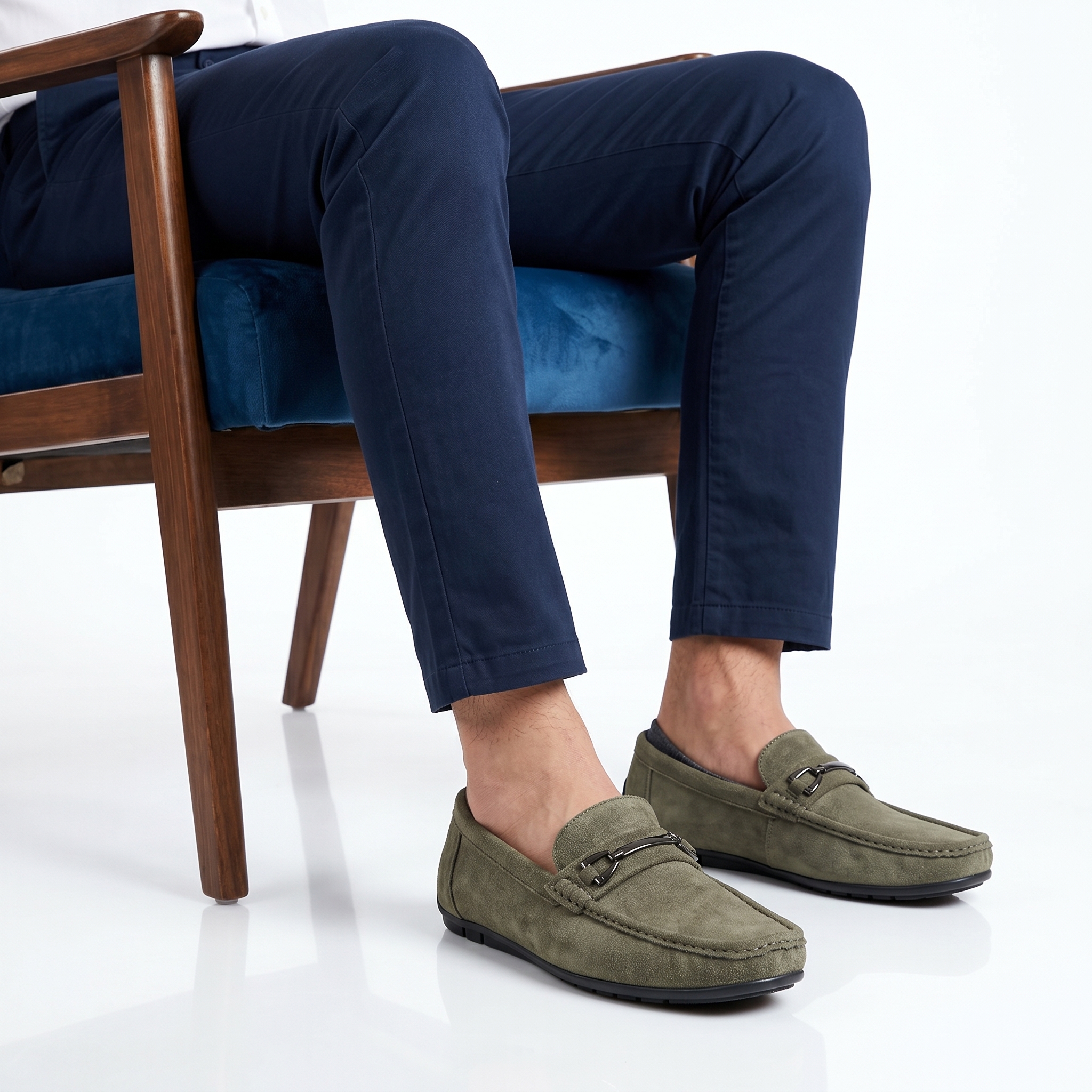 TE-216-DAIMVert-40-1 Emiliano – Mocassins Hommes en Vert – Image 1