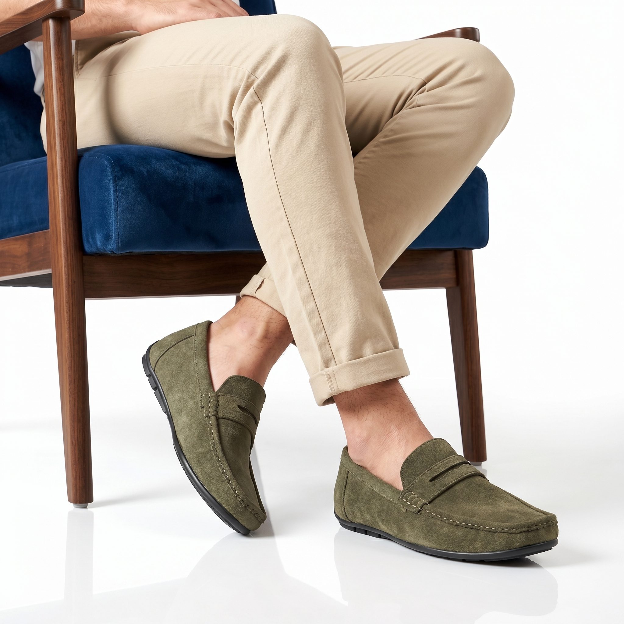 TE-549-DAIMVert-41-1 Waylon – Mocassins Hommes en Vert – Image 1