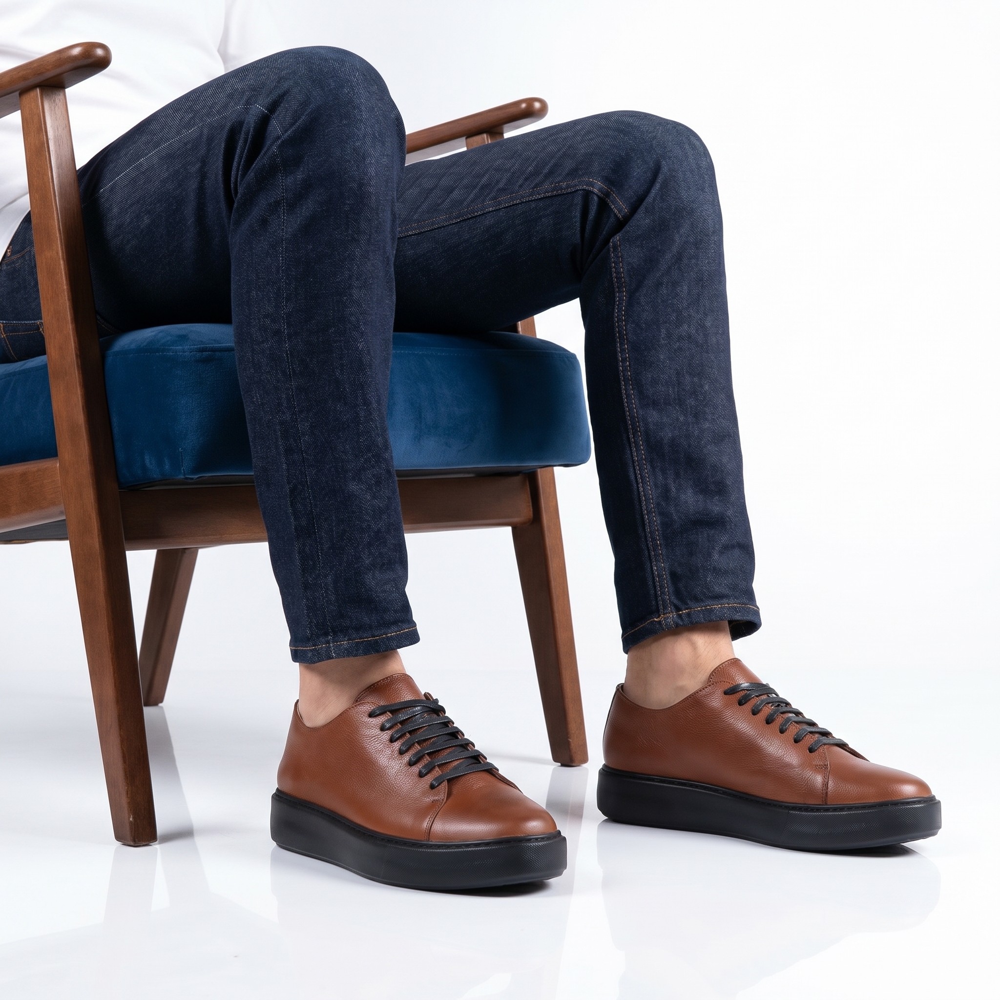 YO-019-CUIRTabac-41_1 Alvize - Baskets Hommes 100% Cuir en Tabac – Image 1