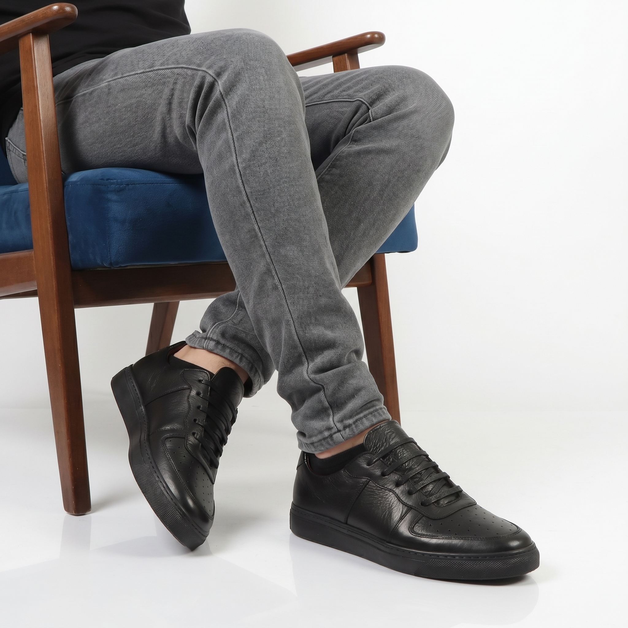 YO-5555-CUIRNoir-40-1 Adrena Baskets Confortables 100% Cuir en Noir – Image 1