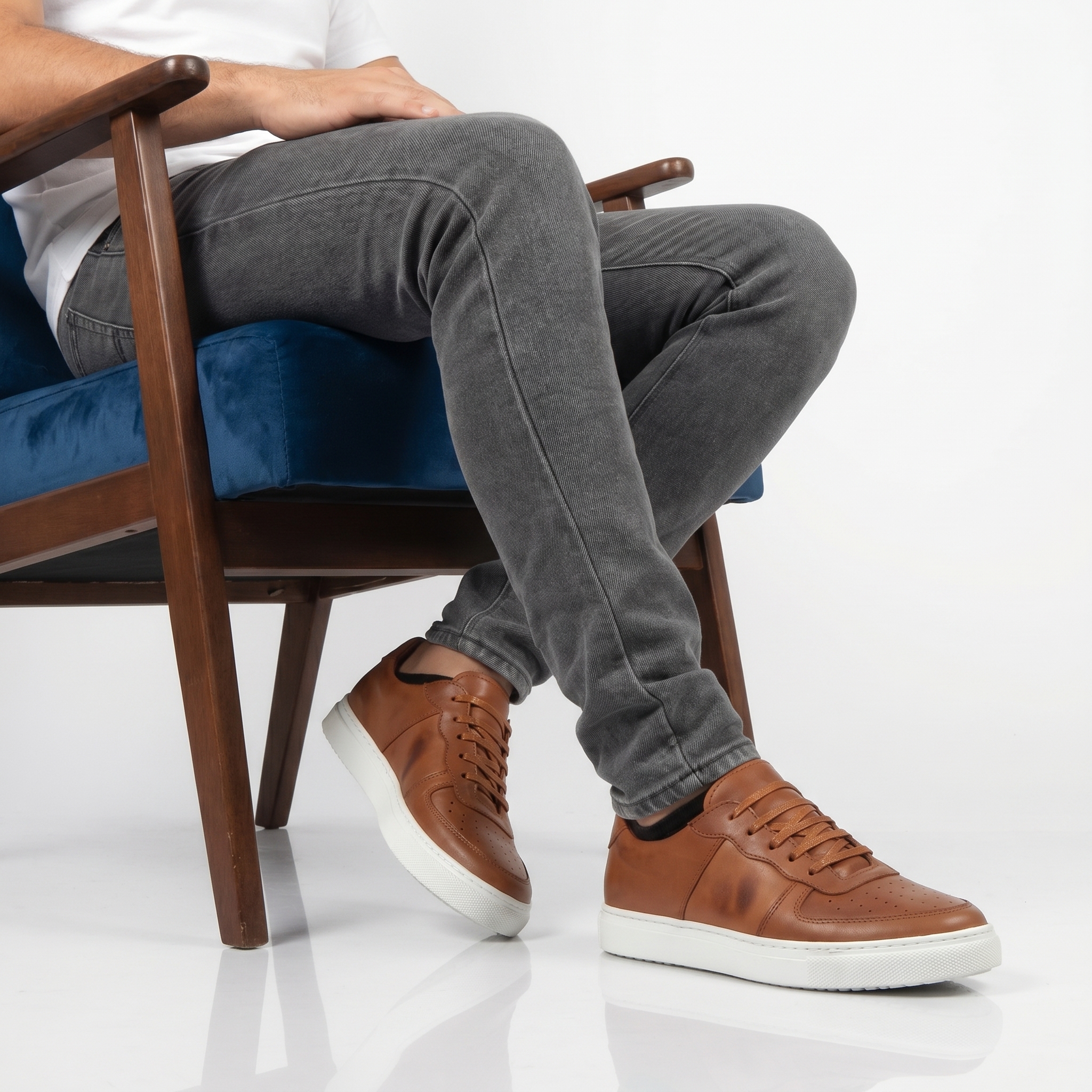 YO-5555-CUIRTabac-40-2 Adrena Baskets Confortables 100% Cuir en Tabac – Image 1